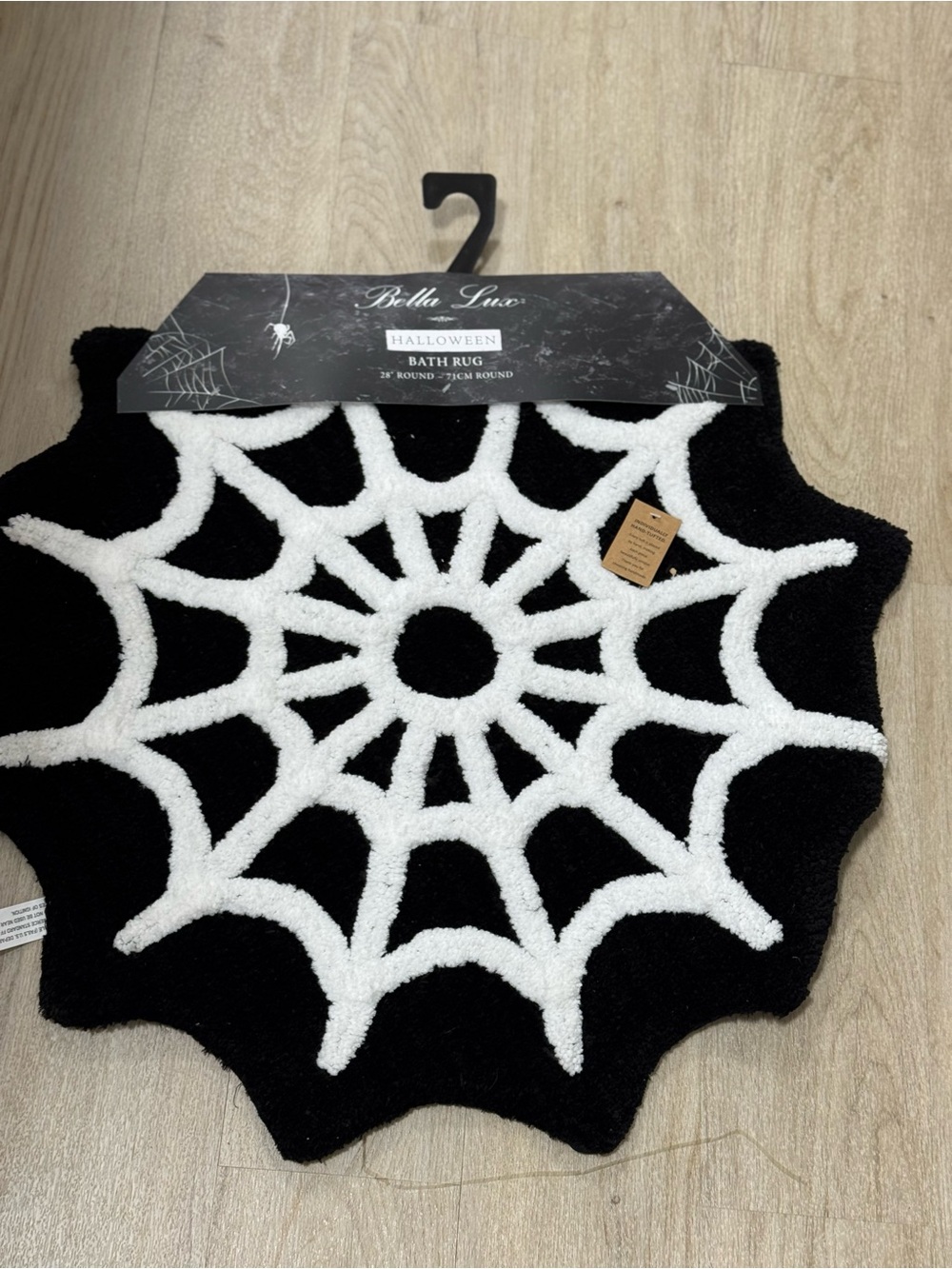 Bella Luxx Black & White Spiderweb Halloween Bath Rug